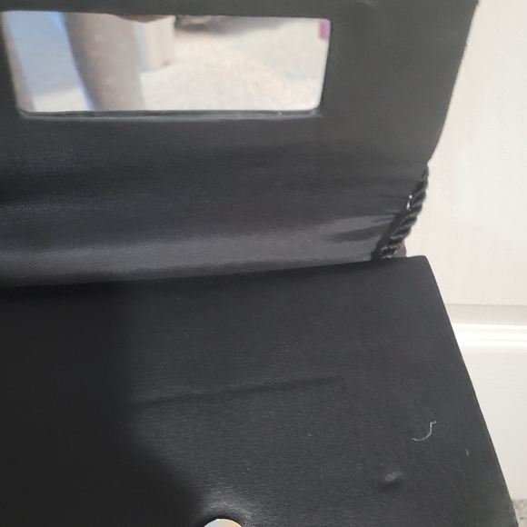 Black satin purse with inside mirror and rinestones - Picture 2 of 2